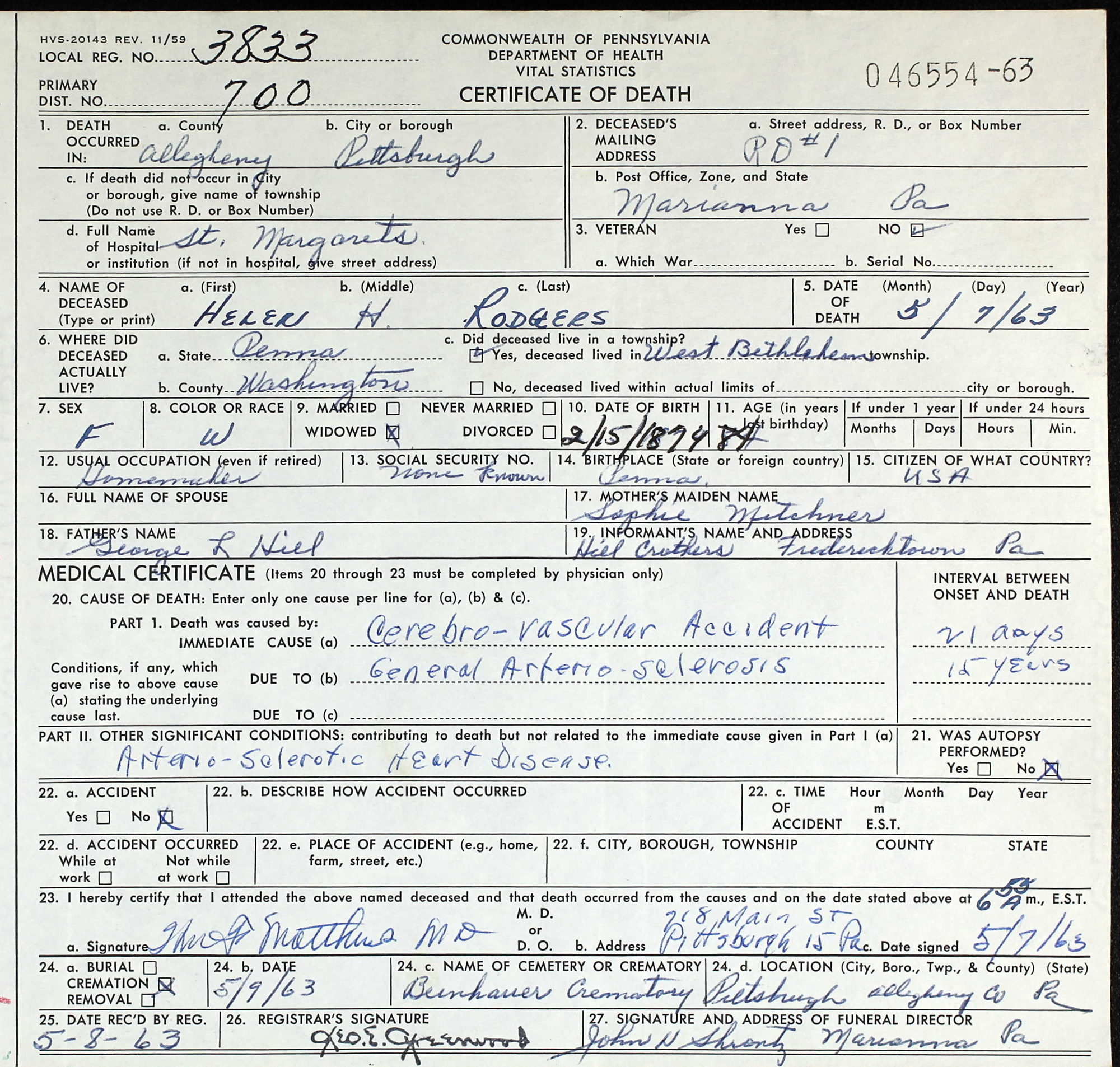 death certificate